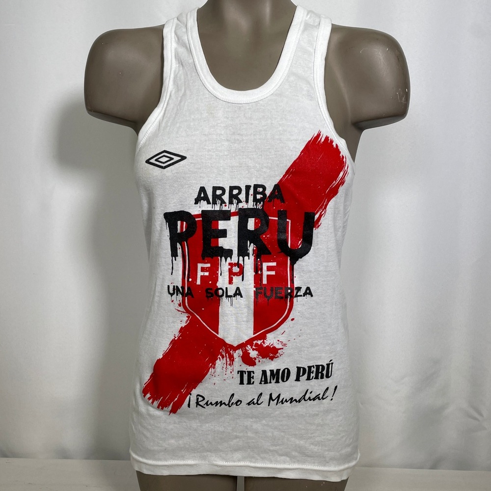 Guerrero #9 Arriba Peru National Soccer Team Umbro White Tank Top Women's MEDIUM